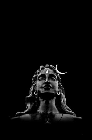 Adiyogi Statue Portrait with Crescent Moon and Third Eye Symbol HD phone wallpaper