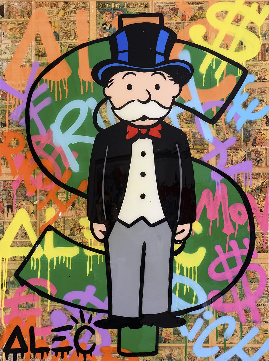Alec Monopoly Street Art of Monopoly Man in Top Hat and Tuxedo HD phone wallpaper