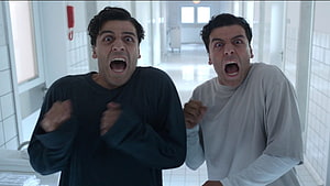 Moon Knight Marc and Steven screaming in hospital corridor HD wallpaper