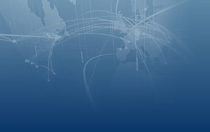 Abstract Global Network Connectivity Map with Flowing Data Lines on Blue Background HD wallpaper