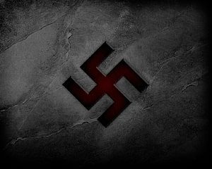 Dark Grunge Concrete Background With Red SS Emblem Carved Into Cracked Stone Surface HD wallpaper
