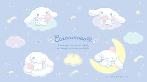 Cinnamoroll Sanrio Dreamy Night Sky Wallpaper with Stars and Clouds HD wallpaper