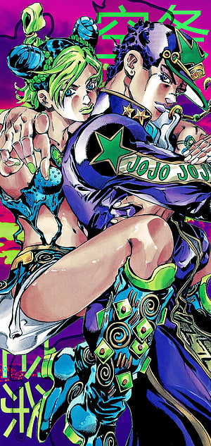 Jolyne and Jotaro from JoJo's Bizarre Adventure Part 6 Stone Ocean in Vibrant Manga Art HD phone wallpaper