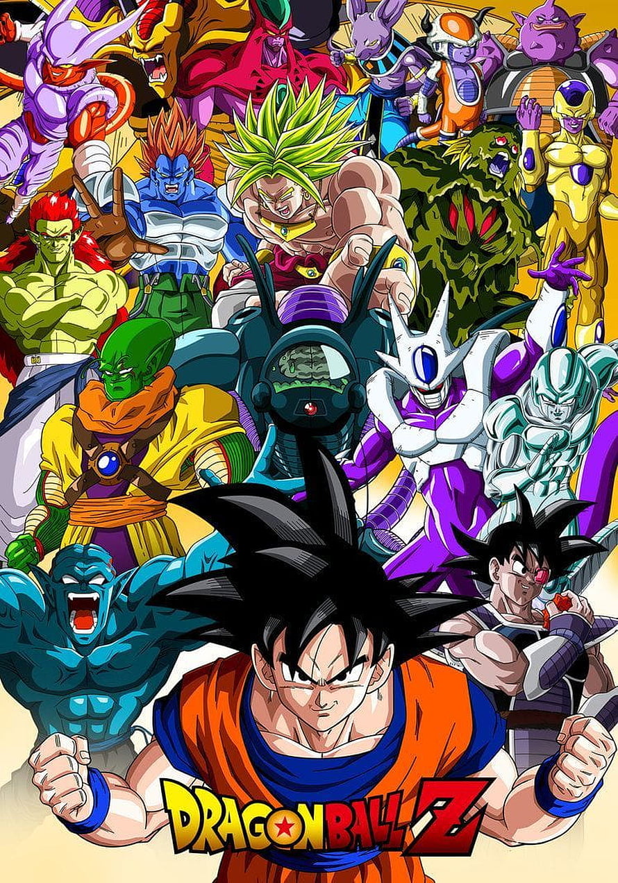 Dragon Ball Z Villains and Heroes Group Poster Artwork HD phone wallpaper