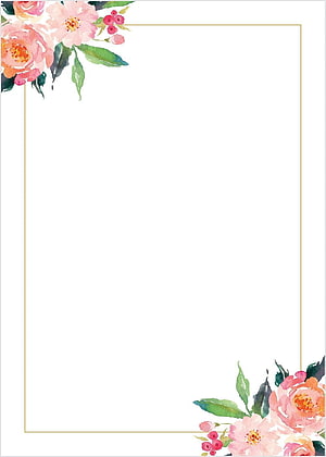 Elegant Watercolor Floral Wedding Invitation Card Template with Gold Border HD phone wallpaper