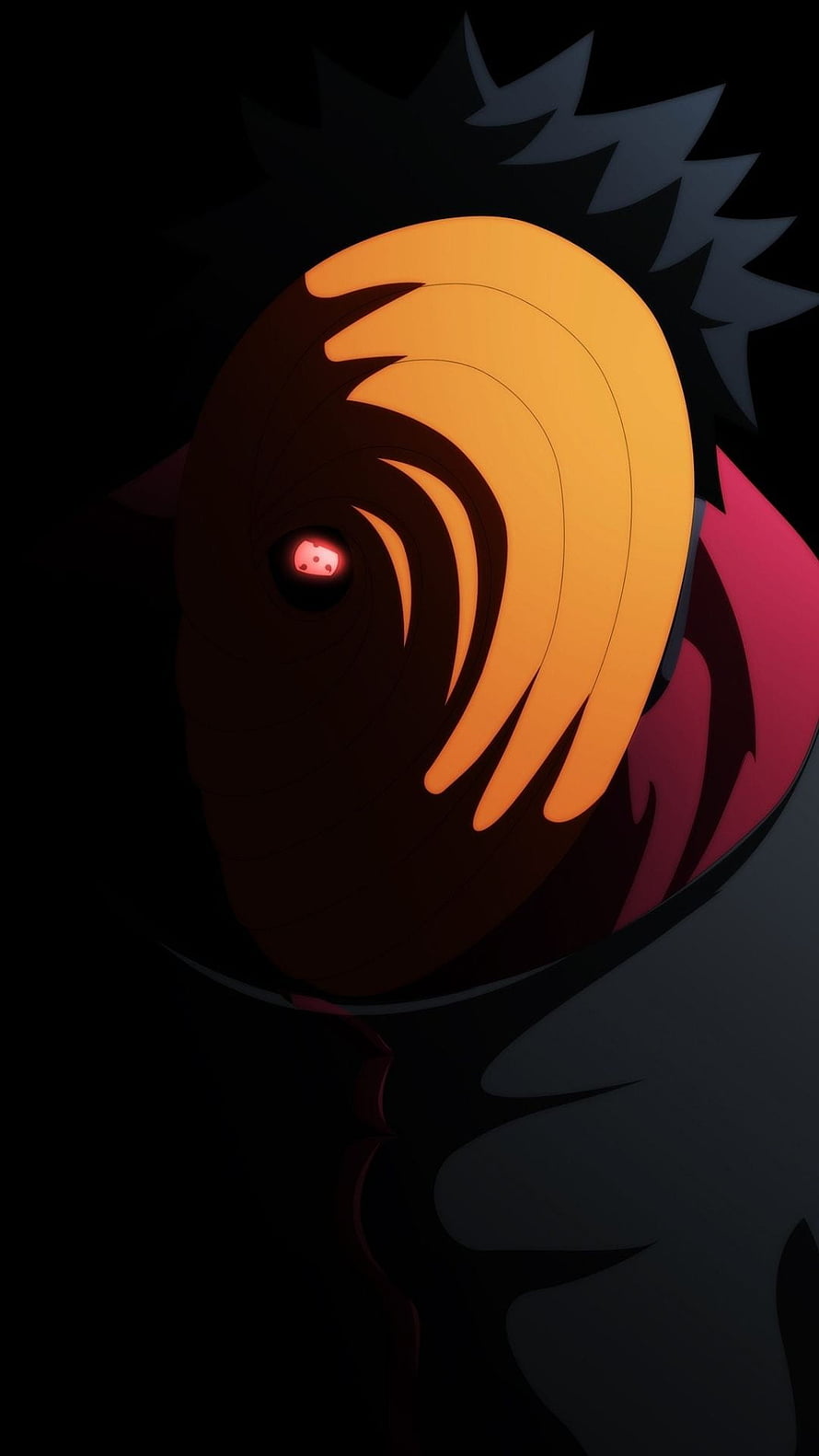 Obito Uchiha Sharingan Eye Covering Face in Dark Naruto Anime Artwork HD phone wallpaper