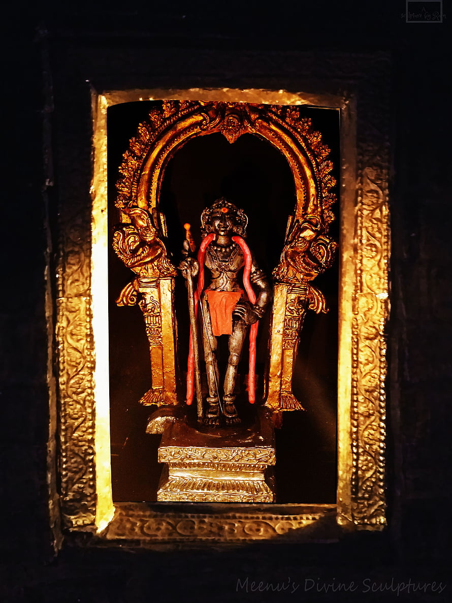 Palani Murugan Moolavar Deity Statue in Ornate Golden Temple Niche HD phone wallpaper