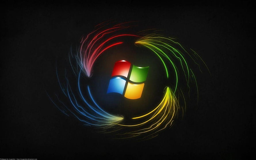 Windows Vista Logo with Vibrant Swirling Light Trails on Black Background HD wallpaper