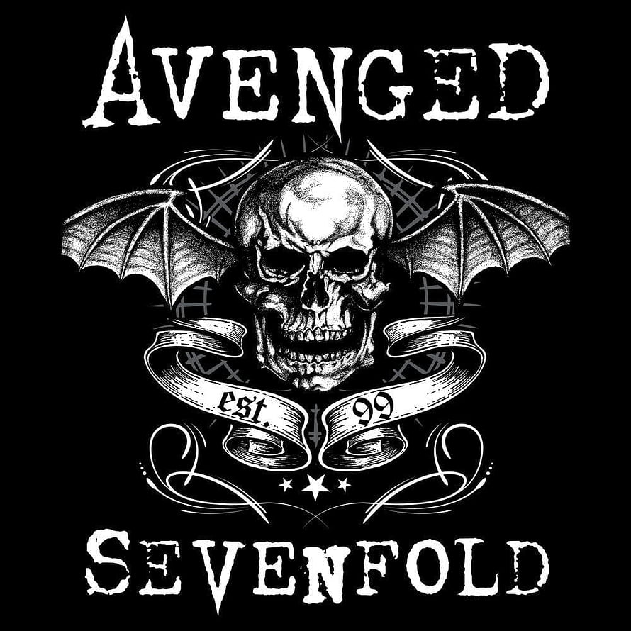 Avenged Sevenfold Black and White Skull and Bat Wings Tattoo Design HD phone wallpaper