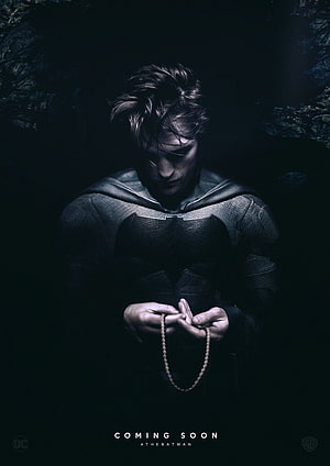The Batman 2022 Movie Poster Featuring Robert Pattinson in Dark Cowl Holding Rosary Beads, the batman movie 2021 robert pattinson, #The Batman HD phone wallpaper