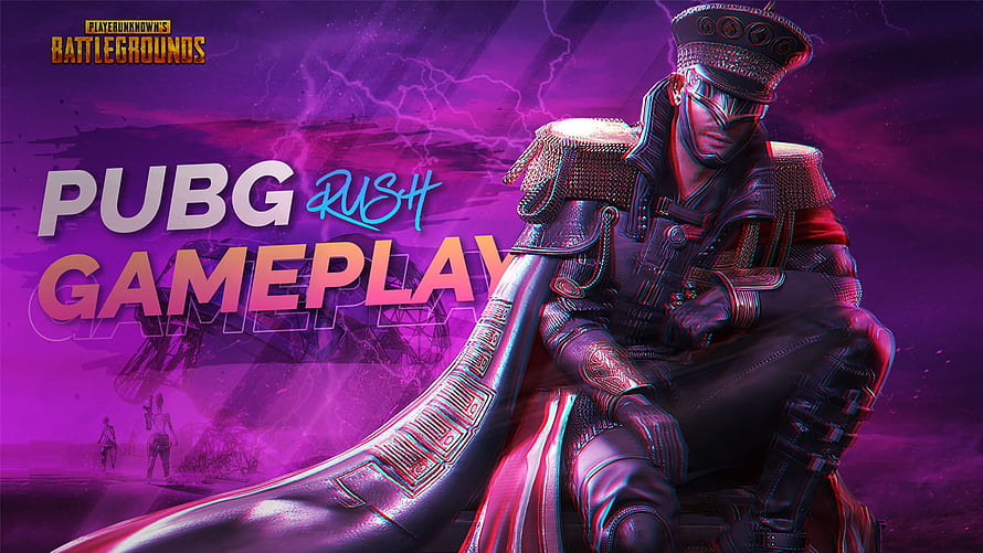 PUBG Rush Gameplay Thumbnail Featuring Armored Soldier in Neon Purple Storm HD wallpaper
