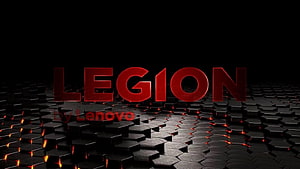 Lenovo Legion Gaming Logo on Dark Hexagonal Grid with Red Accents HD wallpaper