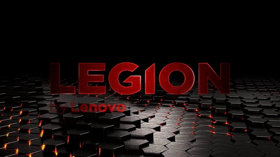 Lenovo Legion Gaming Logo on Dark Hexagonal Grid with Red Accents HD wallpaper