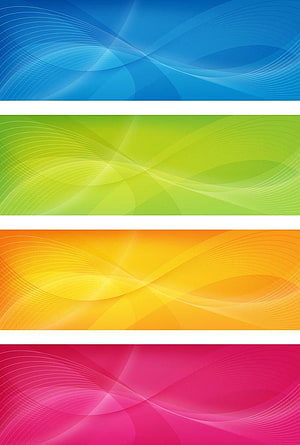 Four Colorful Abstract Wave Banners in Blue, Green, Orange, and Pink HD phone wallpaper