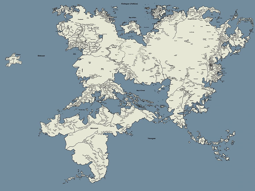 Detailed Fantasy Map of Middle Earth and Arda from The Lord of the Rings and The Silmarillion HD wallpaper