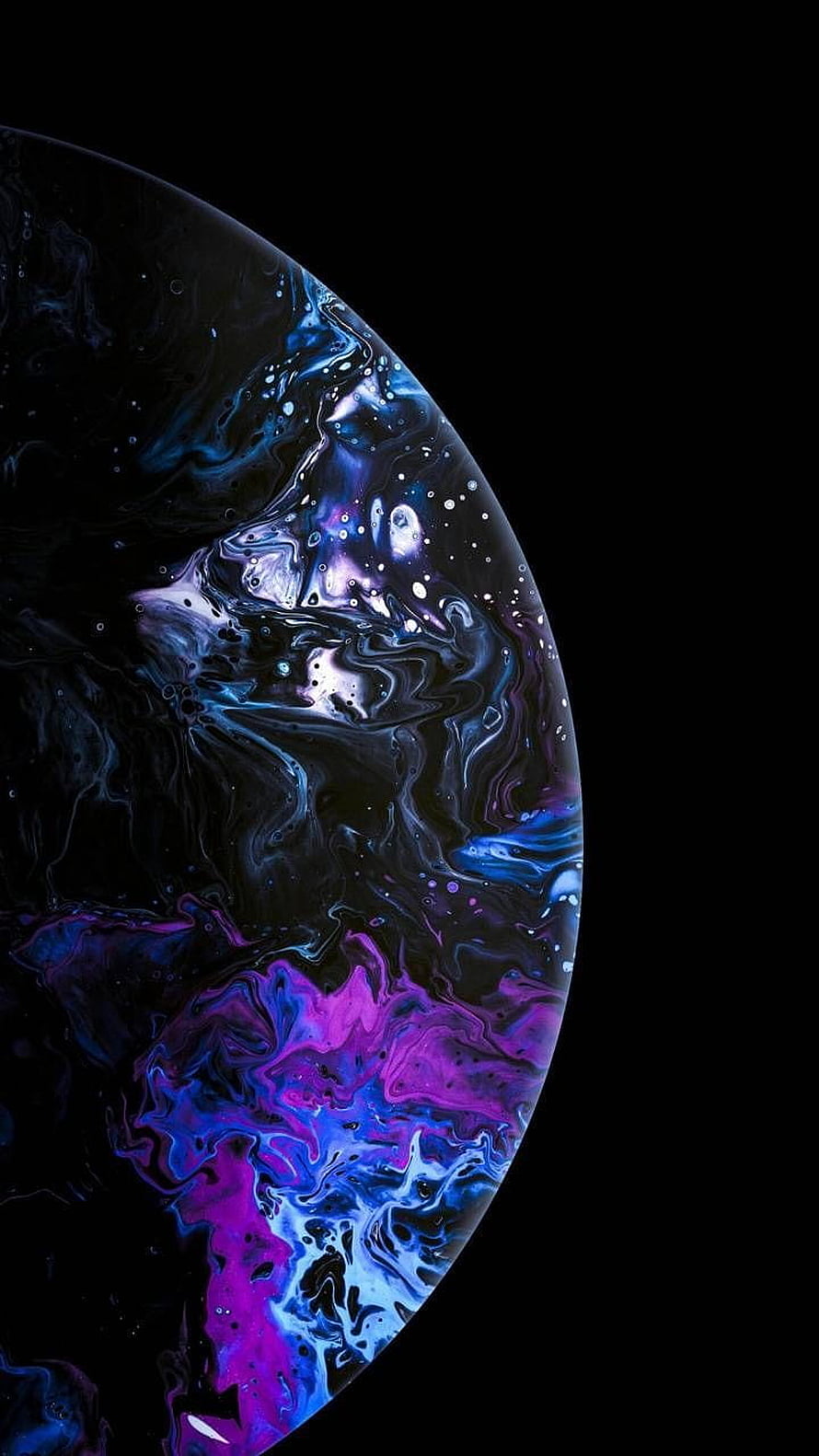 Abstract Cosmic Sphere with Swirling Purple and Blue Nebula Patterns on Black Background HD phone wallpaper