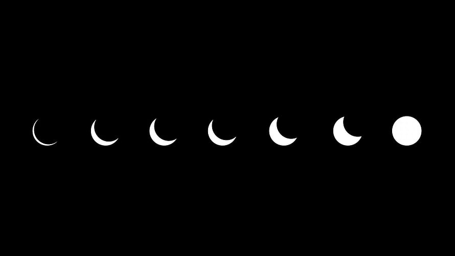 Minimalist Moon Phases Progression on Black Background HD wallpaper