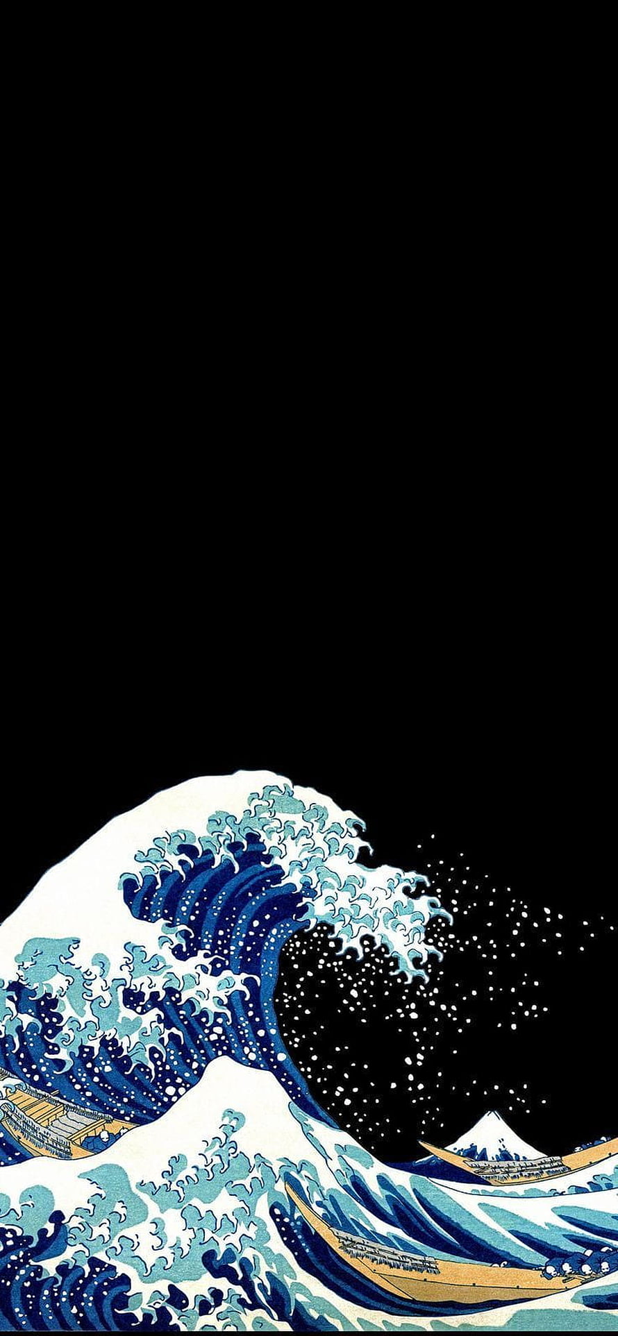 The Great Wave off Kanagawa Japanese Woodblock Print with Mount Fuji and Fishing Boats HD phone wallpaper