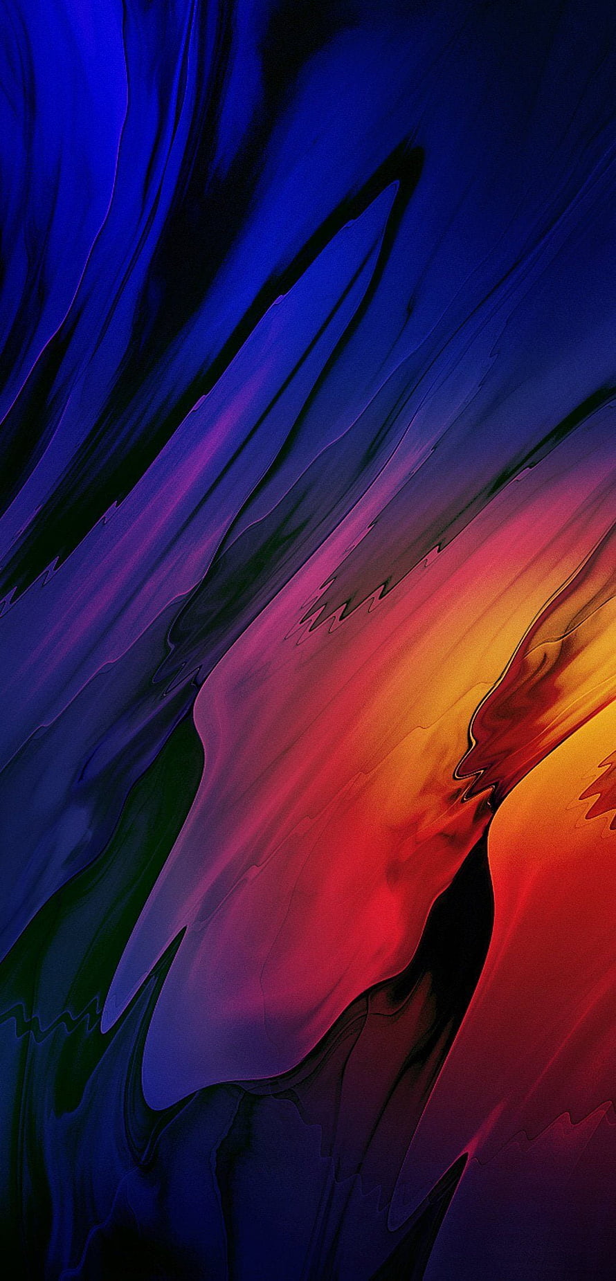 Vibrant Abstract Liquid Gradient with Deep Blue and Warm Orange Flowing Swirls HD phone wallpaper