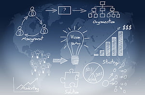 Business Strategy and Management Concept Chalkboard Illustration HD wallpaper