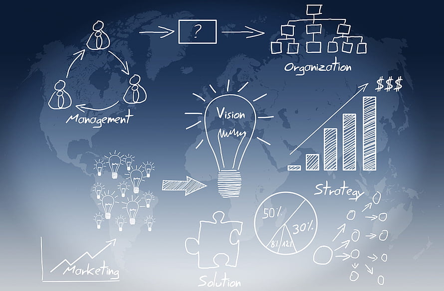 Business Strategy and Management Concept Chalkboard Illustration HD wallpaper