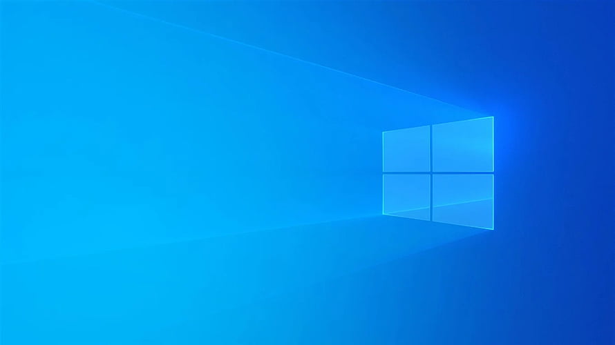 Windows 10 Default Blue Gradient Desktop Background with Glowing Window Logo HD wallpaper