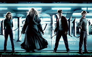 Harry Potter and the Half-Blood Prince Movie Poster with Dumbledore and Main Characters HD wallpaper