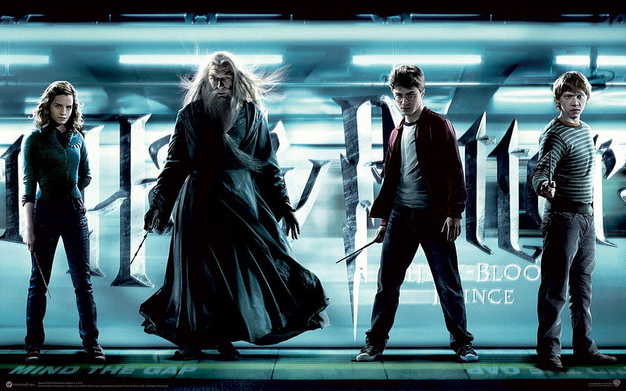 Harry Potter and the Half-Blood Prince Movie Poster with Dumbledore and Main Characters HD wallpaper