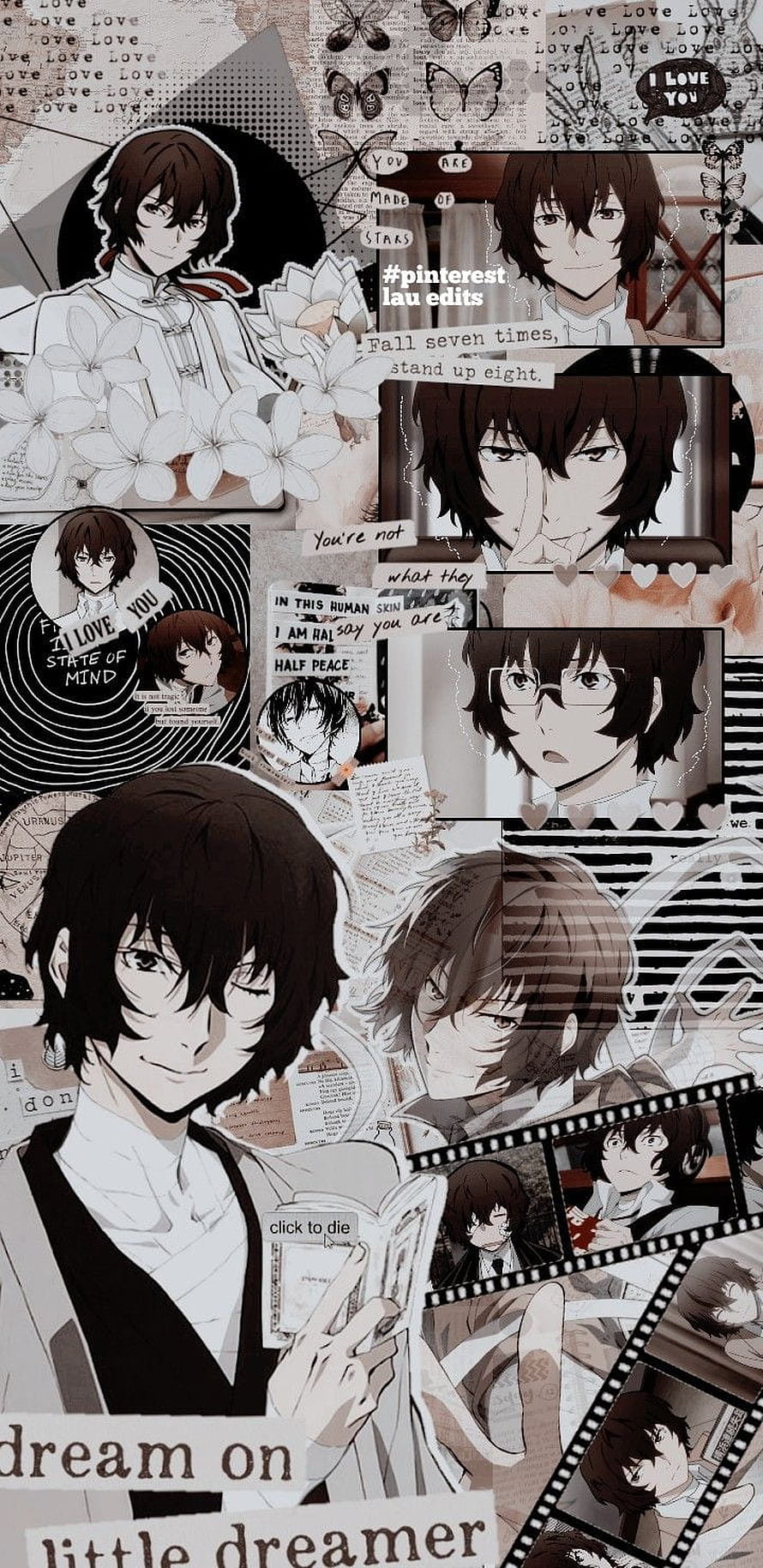 Dazai Osamu from Bungou Stray Dogs Anime Character Collage Wallpaper HD phone wallpaper