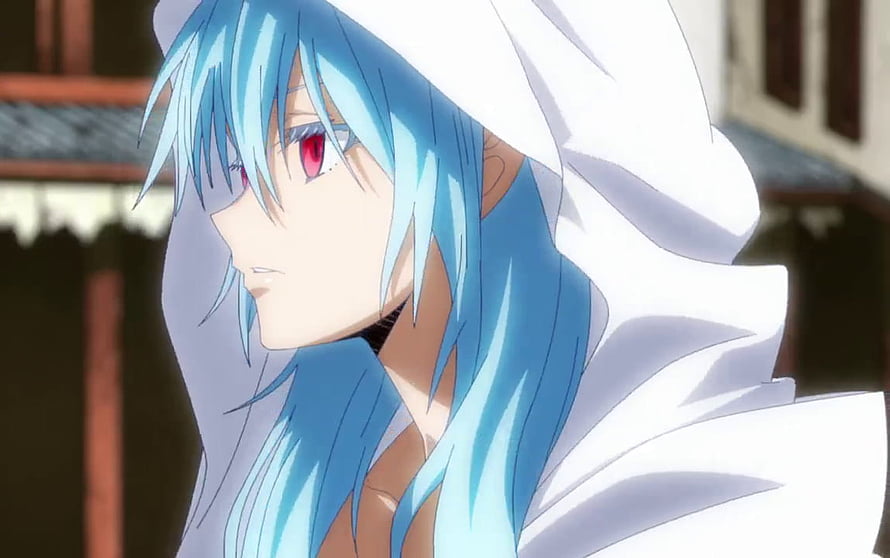Raphael Anime Character with Blue Hair and Red Eyes in White Hooded Garment HD wallpaper