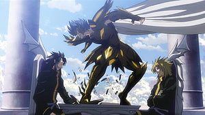 Manigoldo Confronts Hypnos and Thanatos in Gold Cloth HD wallpaper