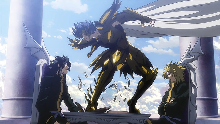 Manigoldo Confronts Hypnos and Thanatos in Gold Cloth HD wallpaper