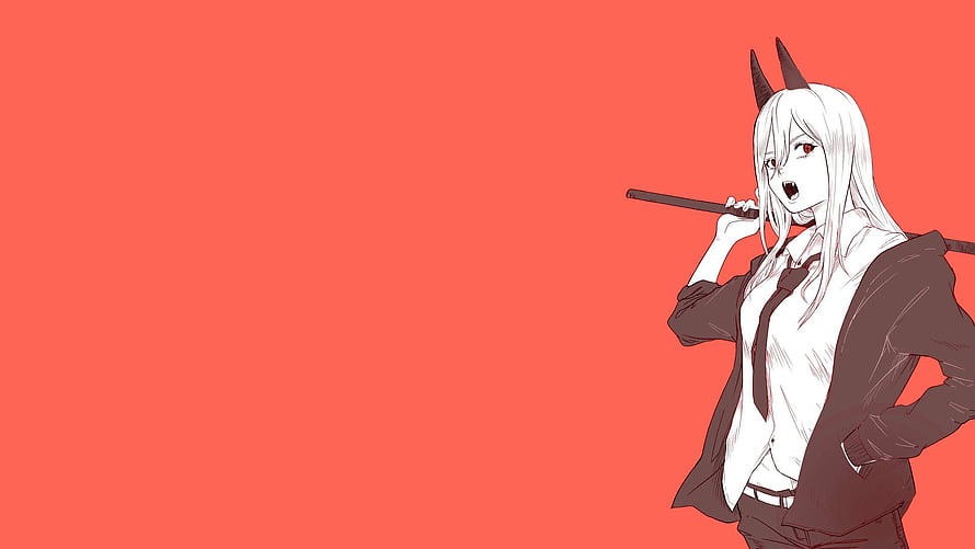 Chainsaw Man Power Anime Character Illustration on Coral Background HD wallpaper