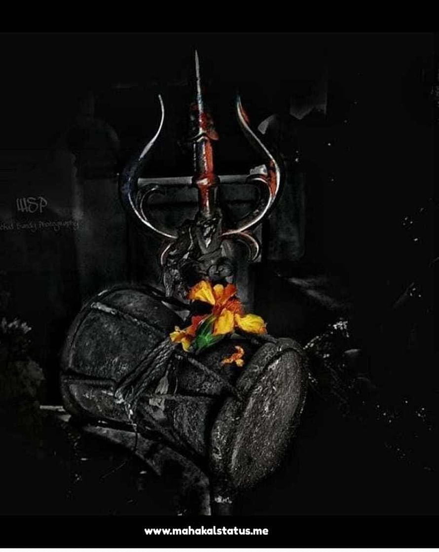 Bhole Baba Mahakal Dark Statue With Trishul And Marigold Garland HD phone wallpaper