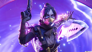 Kunai Wraith from Apex Legends Season 9 in a Neon Purple Sci-Fi Setting HD wallpaper