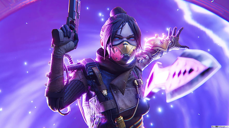 Kunai Wraith from Apex Legends Season 9 in a Neon Purple Sci-Fi Setting HD wallpaper