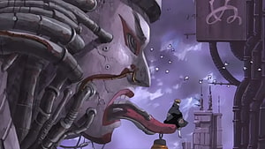 Pain from Naruto Shippuden Sitting on Giant Statue Tongue in Dark Anime Scene HD wallpaper