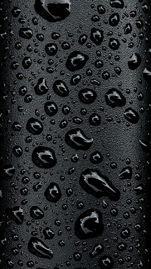Black Water Droplets on Textured Surface Close-Up HD phone wallpaper