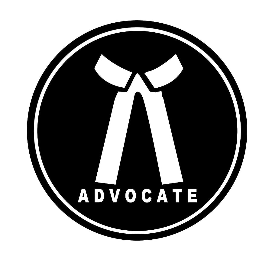 Advocate Brand Logo Featuring Stylized Tie Icon in Black and White Circular Badge HD phone wallpaper