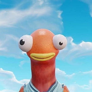 Tiko the Fishy Fortnite Character Close-Up Against Blue Sky HD wallpaper