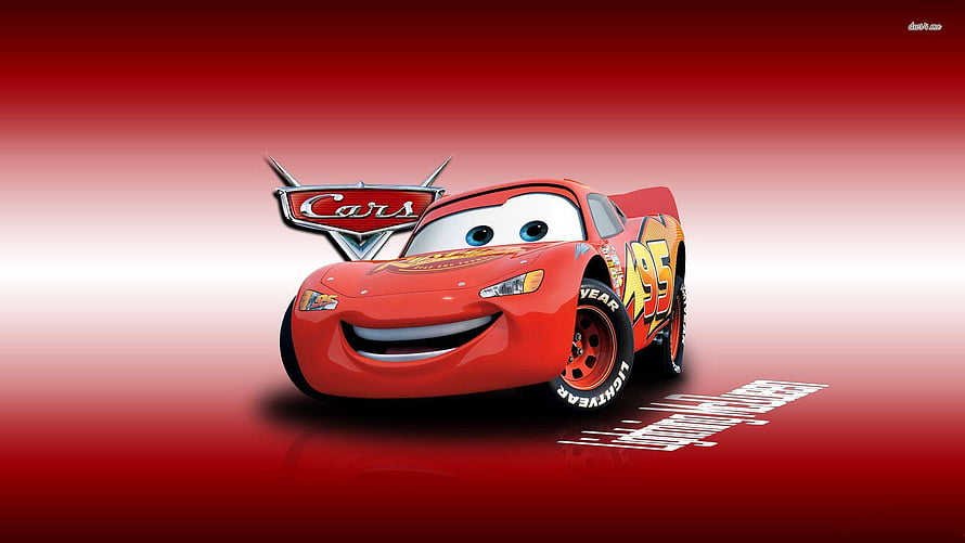 Lightning McQueen from Disney Pixar Cars on a Red Gradient Background HD wallpaper