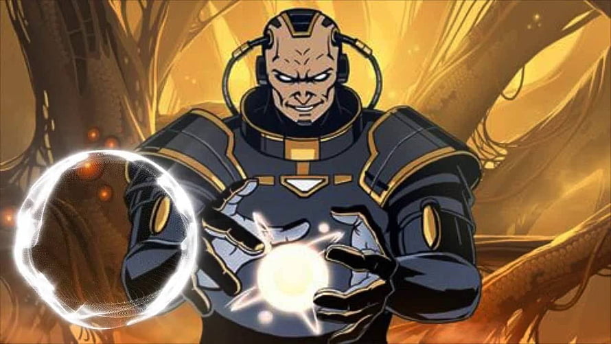 Comic Book Villain Channeling Cosmic Energy in Dark Armor HD wallpaper