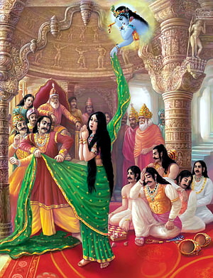 Draupadi Performing Swayamvara in the Mahabharata Court with Duryodhana and Kings HD phone wallpaper
