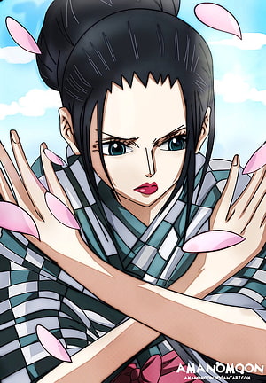 Nico Robin in Wano Country Kimono with Cherry Blossoms HD phone wallpaper