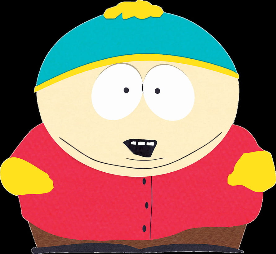 Eric Cartman from South Park in a red shirt and blue beanie with a surprised expression HD wallpaper