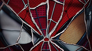 Spider-Man No Way Home Suit Texture Close-Up with Cracked Web Pattern HD wallpaper