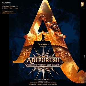 Adipurush Movie Poster Featuring Prabhas in Epic Fantasy Battle Scene HD phone wallpaper