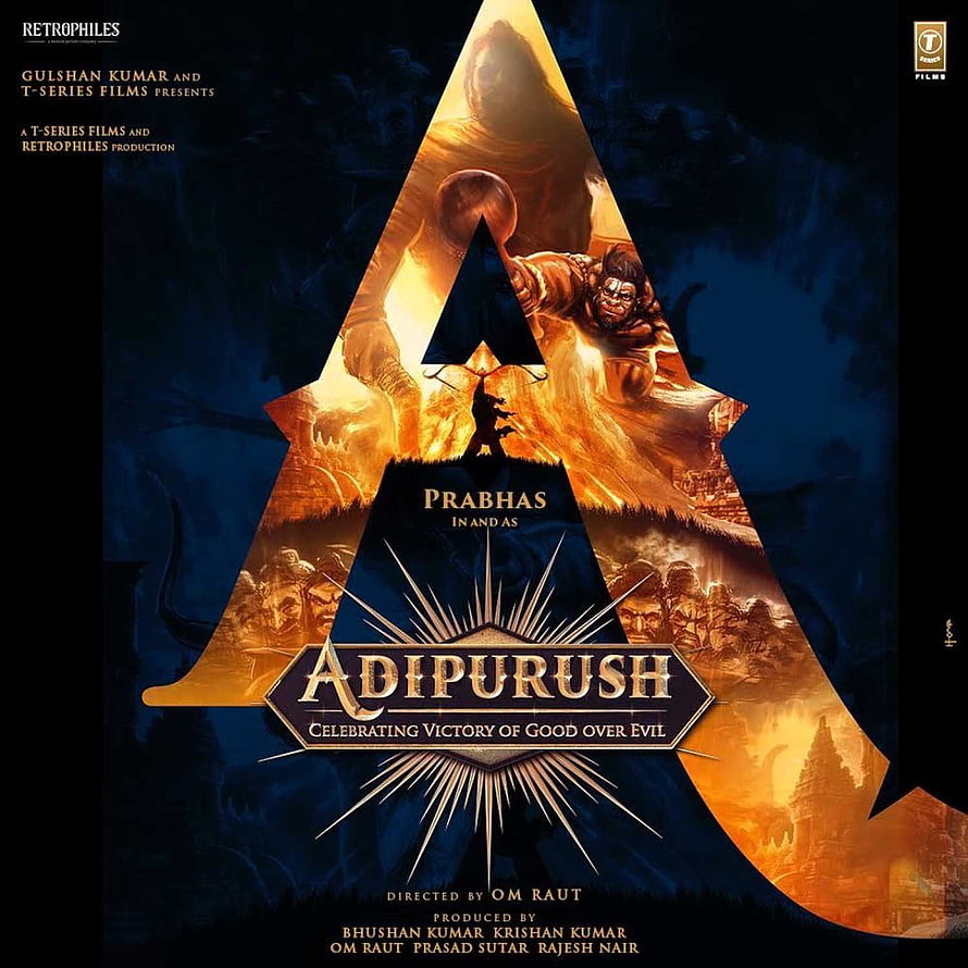 Adipurush Movie Poster Featuring Prabhas in Epic Fantasy Battle Scene HD phone wallpaper
