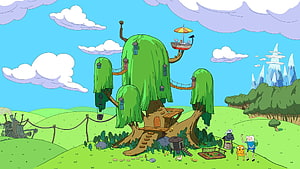 Adventure Time Finn and Jake at the Treehouse in the Land of Ooo HD wallpaper