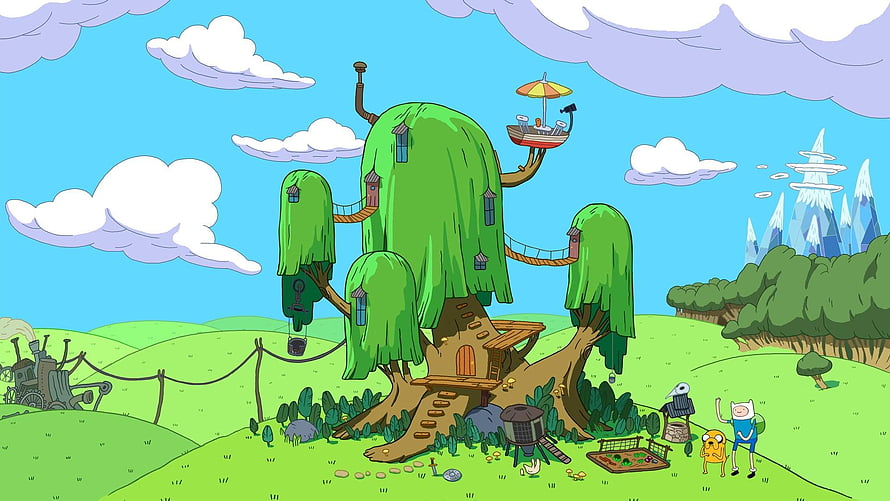 Adventure Time Finn and Jake at the Treehouse in the Land of Ooo HD wallpaper